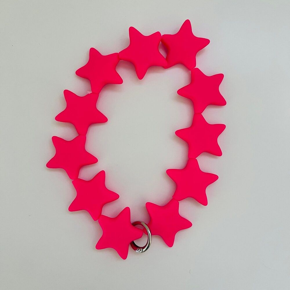 Hot Pink Star Silicone Bracelet Smart Phone Strap Cord